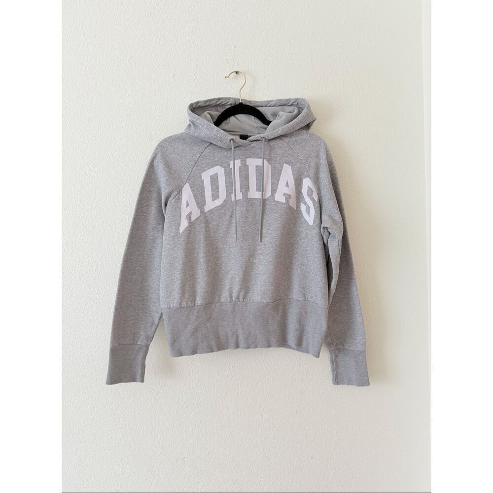 Adidas Women's Grey and White Hoodie Size S